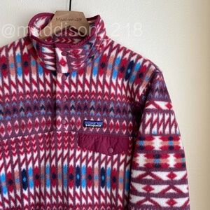 Patagonia Small Synchilla Kuta Klash Dark Curant Fleece Pullover Sweater Cozy S